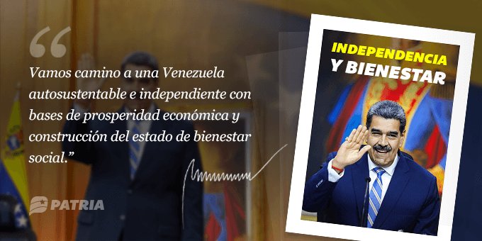 Bono Independencia y Bienestar se está entregando a través de Patria.